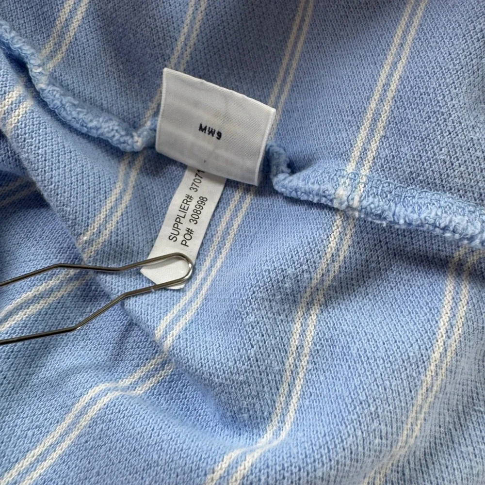 Polo Ralph Lauren Mens Large Blue White Striped Short Sleeve Pique Polo Shirt